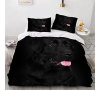 Single Duvet Cover Set Black Dog Labrador Retriever 3d Printed Bedding Quilt Cover Set 3 Pieces Soft Microfiber Comforter Cover with Zipper Closure and 2 Pillowcases For boys and girls -135x200cm