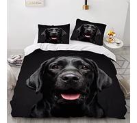 Single Duvet Cover Set Black Labrador 3d Printed Bedding Quilt Cover Set 3 Pieces Soft Microfiber Comforter Cover with Zipper Closure and 2 Pillowcases For boys and girls -135x200cm