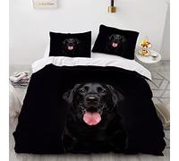 Single Duvet Cover Set Black Labrador Dog 3d Printed Bedding Quilt Cover Set 3 Pieces Soft Microfiber Comforter Cover with Zipper Closure and 2 Pillowcases For boys and girls -135x200cm