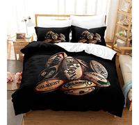 Single Duvet Cover Set black rugby 3d Printe Duvet Cover Sets Bedding Set Includes Duvet Cover And 2 Pillowcases Zipper Closure 3 Pieces Set（Single）