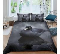 Single Duvet Cover Set Black Swan 3D Printed Animals on the Water Bedding Set Brushed Microfibre Duvet Cover Set 150x200 cm with Zipper Closure and 2 Pillowcases 50x75 cm e-3122