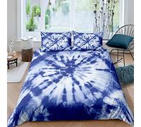 Single Duvet Cover Set Blue Tie Dye Quilt Cover 3 pieces Set Soft Microfiber Bedding 3D Print Duvet Covers 135x200 cm and 2 Pillowcases 50x75 cm with Zipper