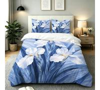 Single Duvet Cover Set Blue White Iris, AQ1928