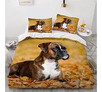 Single Duvet Cover Set Boxer Dog 3d Printed Bedding Quilt Cover Set 3 Pieces Soft Microfiber Comforter Cover with Zipper Closure and 2 Pillowcases For boys and girls -135x200cm