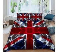 Single Duvet Cover Set British Flag 3D Printed Art Pattern Bedding Set Brushed Microfibre Quilt Cover 150x200 cm with Zipper Closure and 2 Pillowcases 50x75 cm j-560