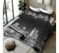 Single Duvet Cover Set Brooklyn Bridge 3D Printed City Night View Reversible Bedding Set with Zipper Closure and 2 Pillowcases,Soft Microfiber 3 Pieces Quilt Comforter Cover Single135x200 A-36