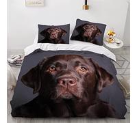 Single Duvet Cover Set Brown Labrador Dog 3d Printed Bedding Quilt Cover Set 3 Pieces Soft Microfiber Comforter Cover with Zipper Closure and 2 Pillowcases For boys and girls -135x200cm