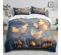 Single Duvet Cover Set Butterfly Gold Blue Single Bed Duvet Cover Set Microfiber Soft Washable Bedding with Hidden Zipper Closure Includes Pillow Cases 2 Pack 50x75cm