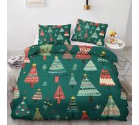 Single Duvet Cover Set Christmas Tree Bedding for Kids Single Duvet Cover with Zipper Closure Soft Hypoallergenic Microfiber Quilt Cover 53.1"x 78.7" + 2 Pillowcases 19.7"x 29.5"