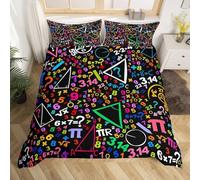 Single Duvet Cover Set Colored Numbers Soft Microfiber Geometric Patterns Bedding 3D Printed Quilt Cover 135x200 and 2 Pillowcases 50x75 with Zipper Closure Easy Care I.442