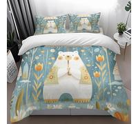 Single Duvet Cover Set Cute Animals Blue Single Bed Duvet Cover Set Microfiber Soft Washable Bedding with Hidden Zipper Closure Includes Pillow Cases 2 Pack 50x75cm