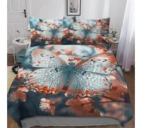 Single Duvet Cover Set Dead Leaf and Butterfly 3D Printed Autumn Scenery Bedding Set Brushed Microfibre Quilt Cover 135x200 cm with Zipper Closure and 2 Pillowcases 50x75 cm d-421