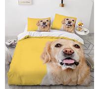 Single Duvet Cover Set Dog Yellow Labrador 3d Printed Bedding Quilt Cover Set 3 Pieces Soft Microfiber Comforter Cover with Zipper Closure and 2 Pillowcases For boys and girls -135x200cm