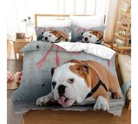Single Duvet Cover Set English bulldog Bed Duvet Cover Set with Zipper Closure for Aldults Kids Soft Breathable Microfiber Single Bedding Sets 135x200 cm + 1Pillowcases 50x75 cm 5G10X270032
