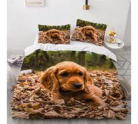 Single Duvet Cover Set English Cocker Spaniel Puppy 3d Printed Bedding Quilt Cover Set 3 Pieces Soft Microfiber Comforter Cover with Zipper Closure and 2 Pillowcases For boys and girls -135x200cm