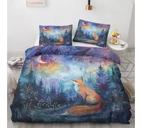 Single Duvet Cover Set Fox - Woodland Animal Bedding 2 Piece with 1 Pillow Case - Reversible Design & Bedroom Decorations - Soft Microfibre Quilt Cover with Zip M&-3188
