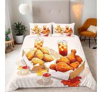 Single Duvet Cover Set Fried Chicken Leg Soft Microfiber Cola Bedding 3D Printed Quilt Cover 135x200 and 2 Pillowcases 50x75 with Zipper Closure Easy Care G.2888