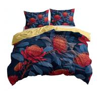 Single Duvet Cover Set Hand Drawn Wildflowers Nature 3D printed Bedding Set Soft Brushed Microfiber Polyester, Blue Reversible Breathable Soft Bedding for Boys and Girls, All Season