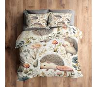 Single Duvet Cover Set Hedgehog Bedding - 2 Piece with 1 Pillowcase, Cute Cartoon Animal Printed Design, for Bedroom Decor, Soft Brushed Microfiber, Zip Fastening - ON479