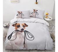 Single Duvet Cover Set Jack Russell Terrier 3d Printed Bedding Quilt Cover Set 3 Pieces Soft Microfiber Comforter Cover with Zipper Closure and 2 Pillowcases For boys and girls -135x200cm