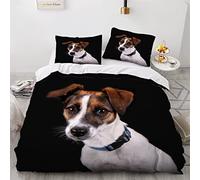 Single Duvet Cover Set Jack Russell Terrier 3d Printed Bedding Quilt Cover Set 3 Pieces Soft Microfiber Comforter Cover with Zipper Closure and 2 Pillowcases For boys and girls -135x200cm