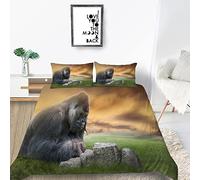 Single Duvet Cover Set King Kong Gorilla Bedding for Kids Duvet Cover with Zipper Closure Soft Comfortable Hypoallergenic Microfiber Quilt Cover + 2 Pillowcase 50x75 cm - Single