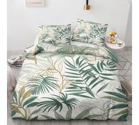 Single Duvet Cover Set, Leaf Pattern, Botanical Bedding Sets, Reversible Quilt Cover Set 2 pcs with Zip and 1 Pillowcase 50x75 cm, Soft Brushed Microfibre Bed Set (L&-2779)