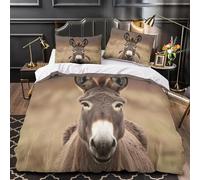 Single Duvet Cover Set Little Donkey 3D Printed Animals Bedding Set Brushed Microfibre Quilt Cover 135x200 cm with Zipper Closure and 2 Pillowcases 50x75 cm c895