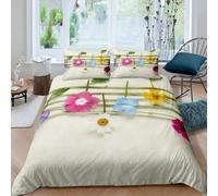 Single Duvet Cover Set Musical Notes 3D Printed Flowers Bedding Set Brushed Microfibre Quilt Cover 135x200 cm with Zipper Closure and 2 Pillowcases 50x75 cm d-1711