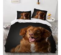 Single Duvet Cover Set Nova Scotia Retriever 3d Printed Bedding Quilt Cover Set 3 Pieces Soft Microfiber Comforter Cover with Zipper Closure and 2 Pillowcases For boys and girls -135x200cm