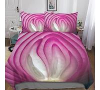 Single Duvet Cover Set Onion Soft Microfiber Purple Vegetables Bedding 3D Printed Quilt Cover 135x200 and 2 Pillowcases with Zipper Closure Easy Care C-1382