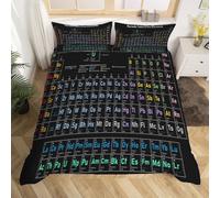 Single Duvet Cover Set Periodic Table Soft Microfibre Bedding Set 3D Printed Chemistry Theme Quilt Cover 135x200 cm with Zipper Closure with 2 Pillowcases 50x75 cm g.6326