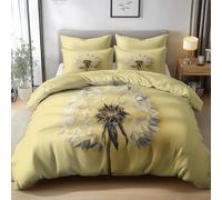 Single Duvet Cover Set Photography Geometry Plants 3D printed Bedding Set Soft Brushed Microfiber Polyester, Yellow Reversible Breathable Soft Bedding for Boys and Girls, All Season