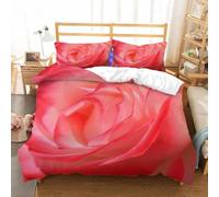 Single Duvet Cover Set Pink Roses Soft Microfibre Bedding Set 3D Printed Romantic Theme Quilt Cover 135x200 cm with Zipper Closure with 2 Pillowcases 50x75 cm g.2036