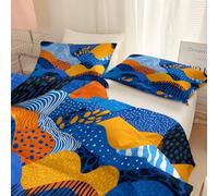 Single Duvet Cover Set Polka Dots Stripes Waves Print Bedding, Soft Brushed Microfiber Abstract Art Quilt Cover witn Pillow Cases, Easy Care Reversible Duvet Set for Teens Girls Kids