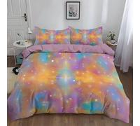 Single Duvet Cover Set: Premium Brushed Microfiber Bedding Set - Comfy 135 x 200 cm Quilt Cover with Dream Stars Light Design for Teens aldult Bedroom, Pink, Universal for all seasons Suitable