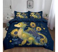 Single Duvet Cover Set Premium Brushed Microfiber Duvet Cover Blue Ultrasoft Hypoallergenic Reversible Cute Dragon In Cartoon Style Bedding Set Non Iron Luxury Bedding Sets With Zipper Closure
