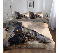Single Duvet Cover Set Premium Brushed Microfiber Duvet Cover Taupe Gray Ultrasoft Hypoallergenic Reversible Surrealism Steam Locomotive Bedding Set Non Iron Luxury Bedding Sets With Zipper Closure