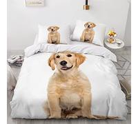 Single Duvet Cover Set Puppy Golden 3d Printed Bedding Quilt Cover Set 3 Pieces Soft Microfiber Comforter Cover with Zipper Closure and 2 Pillowcases For boys and girls -135x200cm