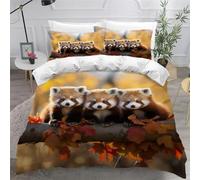 Single Duvet Cover Set Red Panda Soft Microfibre Bedding Set 3D Printed Cute Animals Quilt Cover 135x200 cm with Zipper Closure with 2 Pillowcases 50x75 cm b.1107