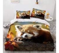 Single Duvet Cover Set Red Pandas Soft Microfibre Bedding Set 3D Printed Wildlife Quilt Cover 135x200 cm with Zipper Closure with 2 Pillowcases 50x75 cm e.3022
