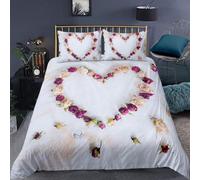 Single Duvet Cover Set Red Roses Soft Microfibre Bedding Set 3D Printed Romantic Theme Quilt Cover 150x200 cm with Zipper Closure with 2 Pillowcases 50x75 cm g.2055