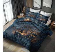 Single Duvet Cover Set, Sailboat Bedding 2 Piece - Nautical Ocean Boat Pattern, Soft Hypoallergenic Microfibre Quilt Cover, 1 Pillowcases, with Zip, Bedroom Decor AD593