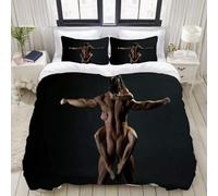 Single Duvet Cover Set Sexy Nude 3D Printed Men and Women Bedding Set Brushed Microfibre Quilt Cover 135x200 cm with Zipper Closure and 2 Pillowcases 50x75 cm c2287