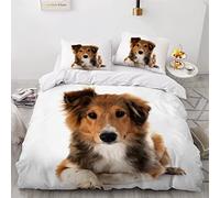 Single Duvet Cover Set Shetland Sheepdog 3d Printed Bedding Quilt Cover Set 3 Pieces Soft Microfiber Comforter Cover with Zipper Closure and 2 Pillowcases For boys and girls -135x200cm
