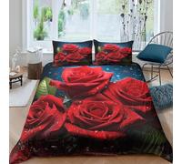 Single Duvet Cover Set Shiny Rose 3D Printed Starry Sky Bedding Set Brushed Microfibre Duvet Cover Set 135x200 cm with Zipper Closure and 2 Pillowcases 50x75 cm e-1951