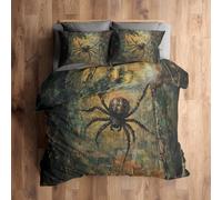 Single Duvet Cover Set Spider Bedding - 2 Piece with 1 Pillowcase, Halloween Animal Printed Design, for Bedroom Decor, Soft Brushed Microfiber, Zip Fastening - NA846