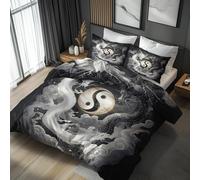 Single Duvet Cover Set Tai Chi Yin Yang Bedding - 2 Piece with 1 Pillowcase, Chinese Dragon Printed Design, for Bedroom Decor, Soft Brushed Microfiber, Zip Fastening - OC630