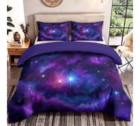Single Duvet Cover Set Technology Cosmic Mysterious Bedding Set with Pillowcase Stars Starry Sky Pattern 100% Microfibre Kids Childrens Bedding Set Bedroom Decor
