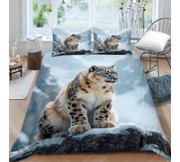 Single Duvet Cover Set Tigers 3D Printed Wildlife in the Snow Bedding Set Brushed Microfibre Duvet Cover Set 150x200 cm with Zipper Closure and 2 Pillowcases 50x75 cm e-698